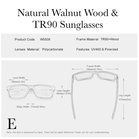 KINGSEVEN Natural Walnut Wood Sunglasses with Silver Mirrored Lenses - Picture 15 of 15